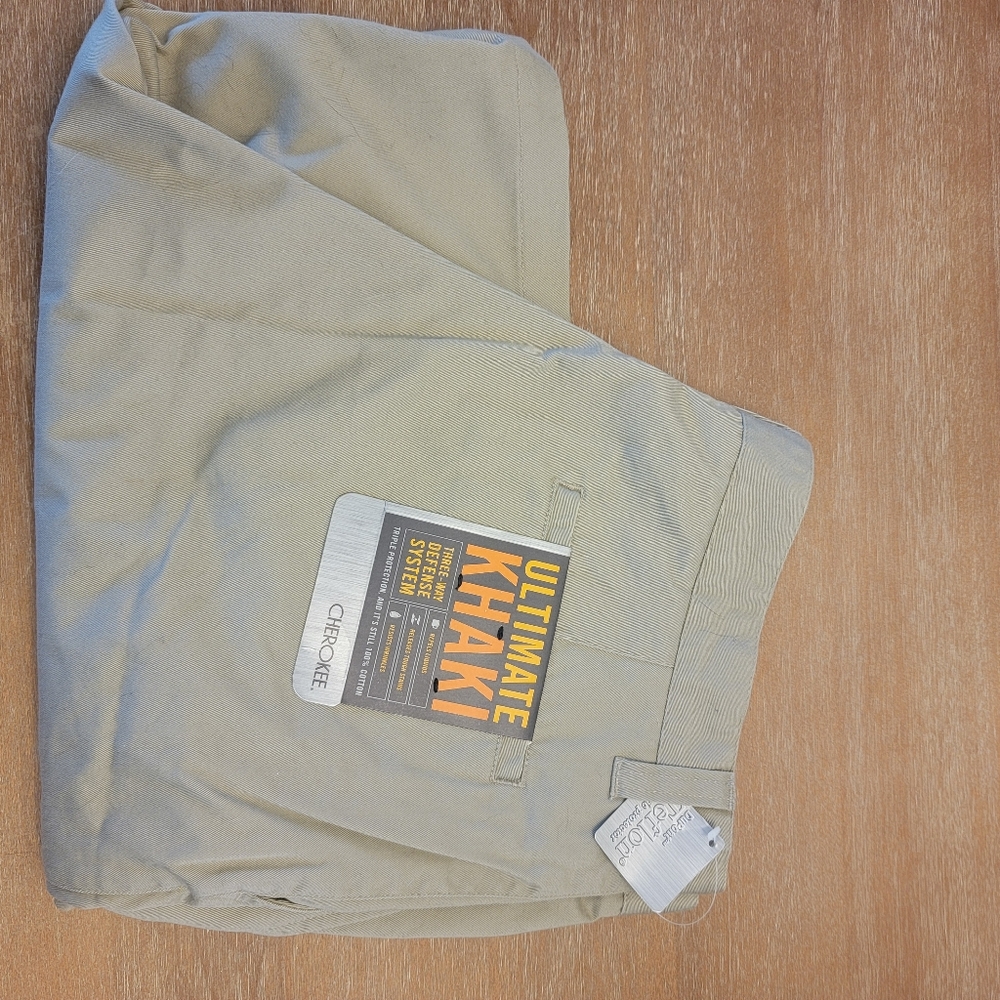 Mens Khaki flat front shorts